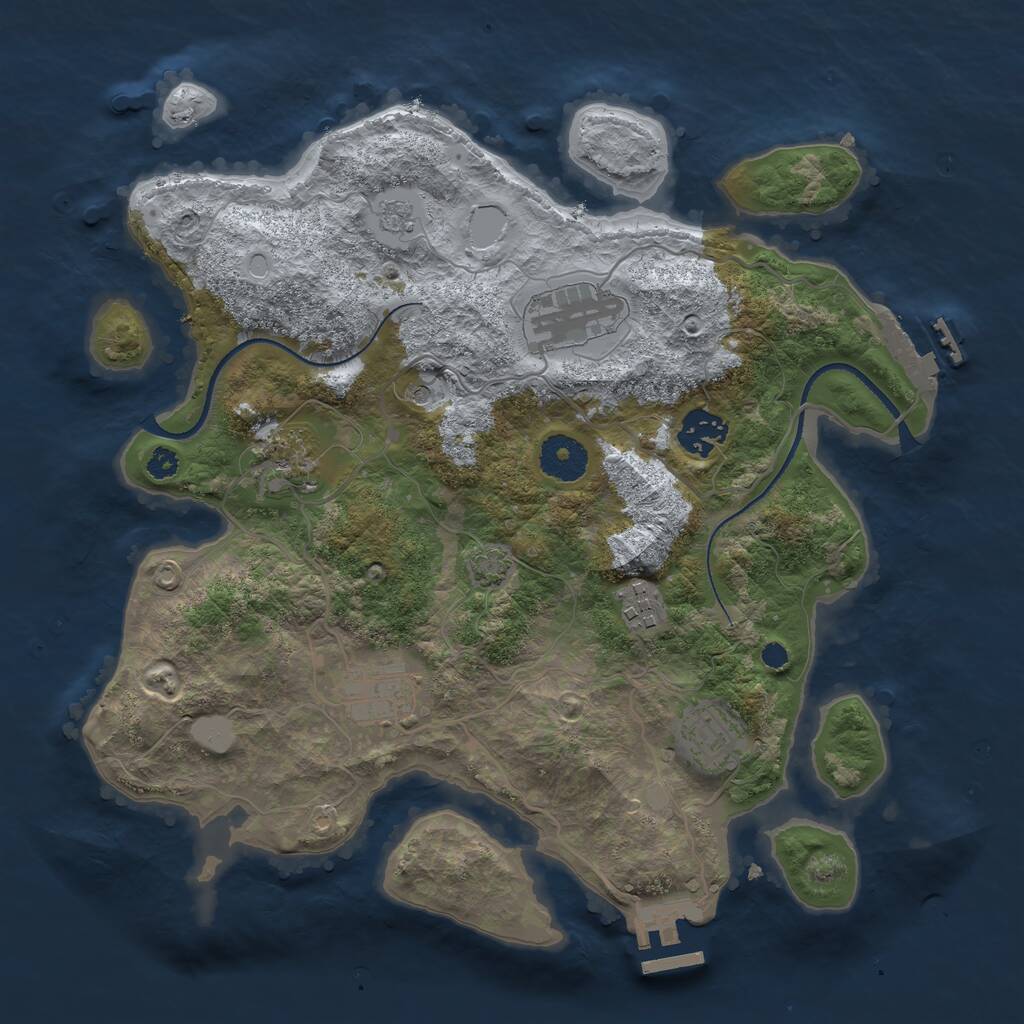Rust Map: Procedural Map, Size: 3300, Seed: 18309282, 12 Monuments