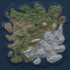 Thumbnail Rust Map: Procedural Map, Size: 3700, Seed: 2044943958, 15 Monuments