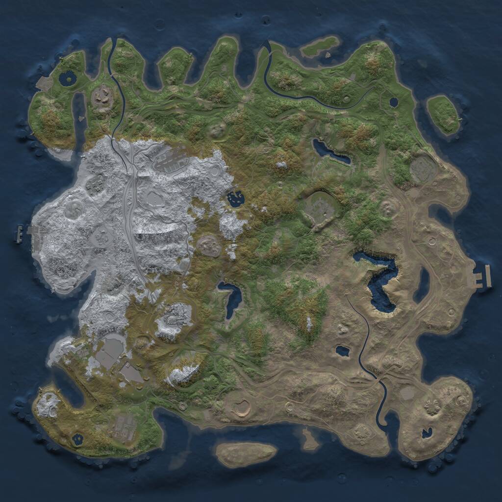 Rust Map: Procedural Map, Size: 4500, Seed: 1165750151, 16 Monuments