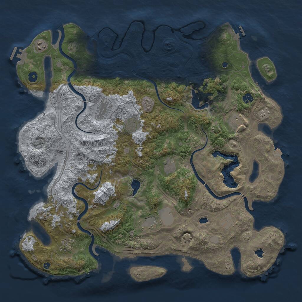 Rust Map: Procedural Map, Size: 4500, Seed: 1165750151, 16 Monuments