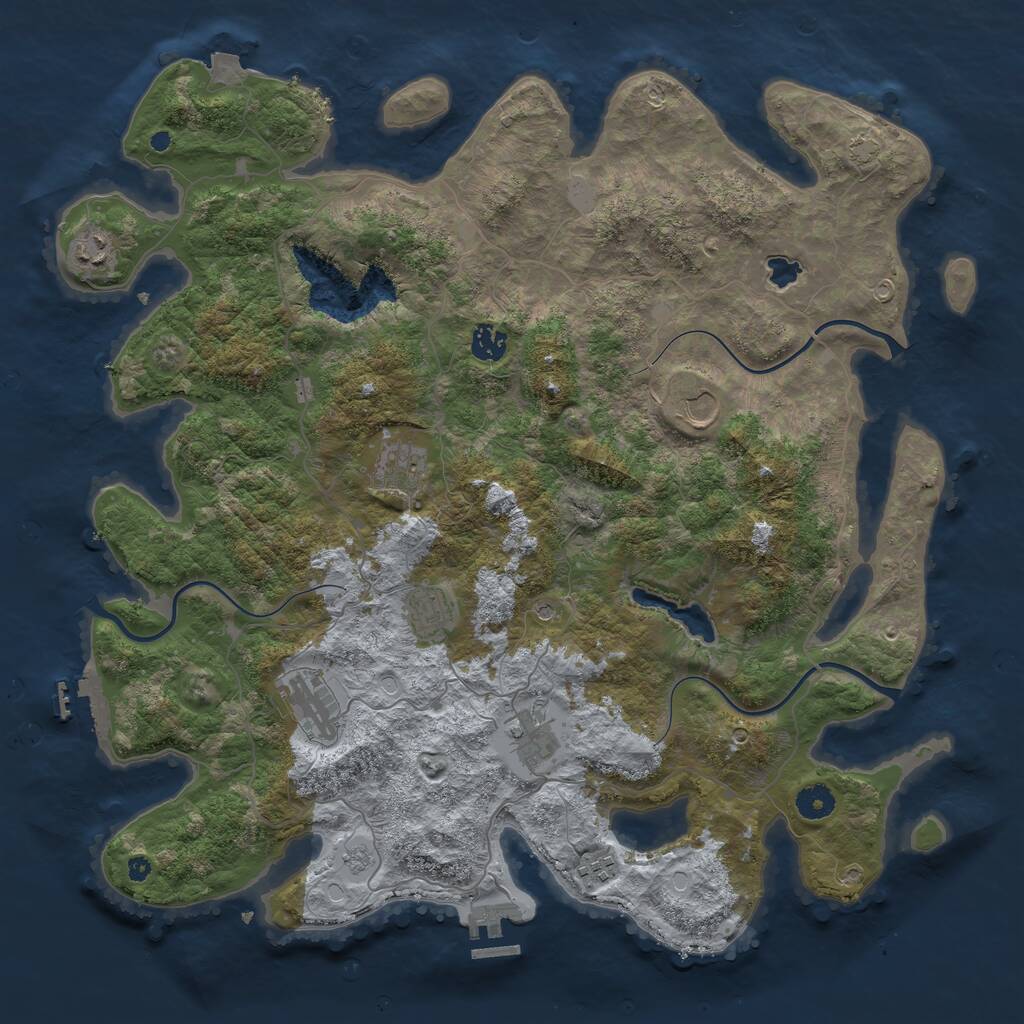 Rust Map: Procedural Map, Size: 4200, Seed: 1386962491, 14 Monuments