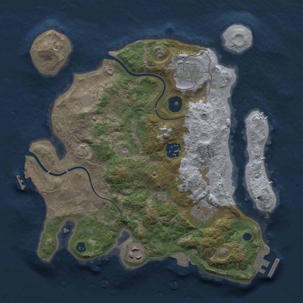 Rust Map: Procedural Map, Size: 3000, Seed: 120872044, 9 Monuments