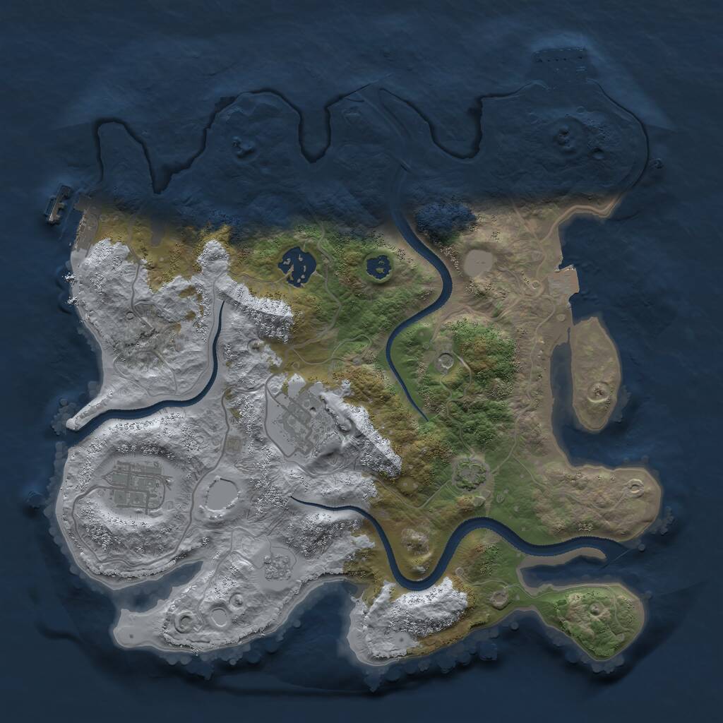 Rust Map: Procedural Map, Size: 3000, Seed: 42793036, 9 Monuments