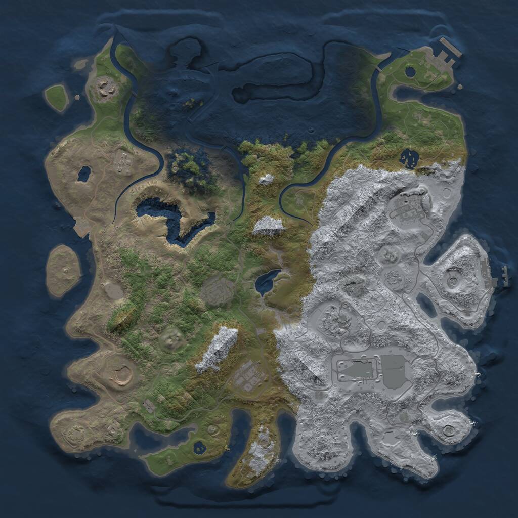Rust Map: Procedural Map, Size: 4000, Seed: 123854, 15 Monuments