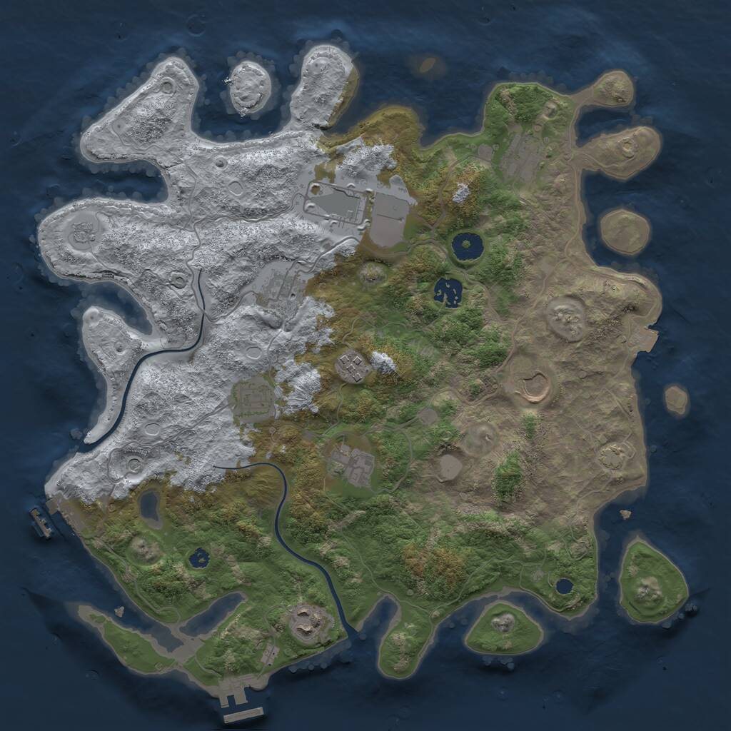 Rust Map: Procedural Map, Size: 3700, Seed: 21474838, 15 Monuments