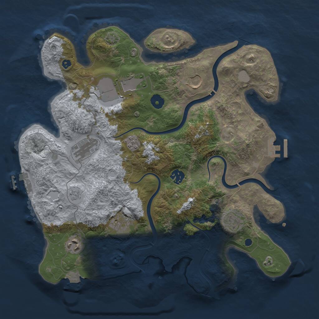 Rust Map: Procedural Map, Size: 3500, Seed: 496557435, 14 Monuments
