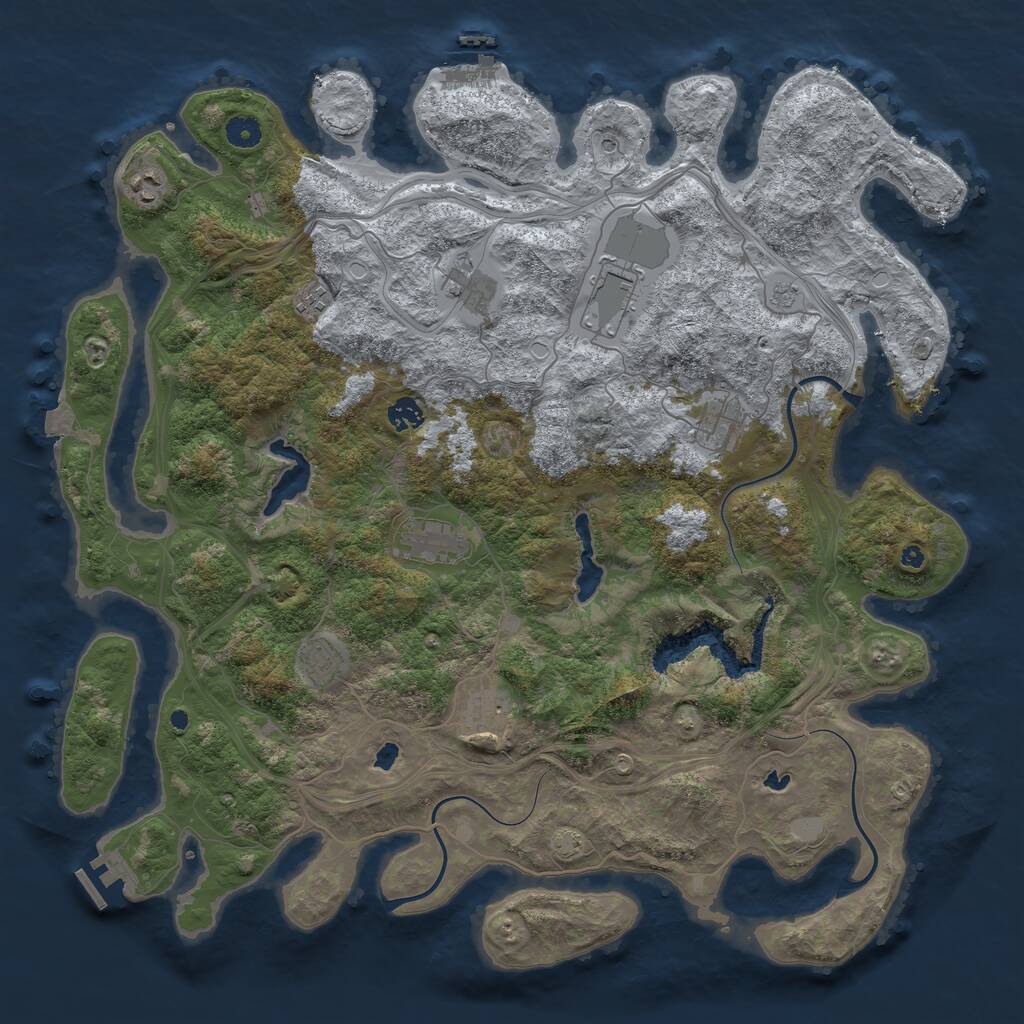 Rust Map: Procedural Map, Size: 4500, Seed: 908883727, 15 Monuments