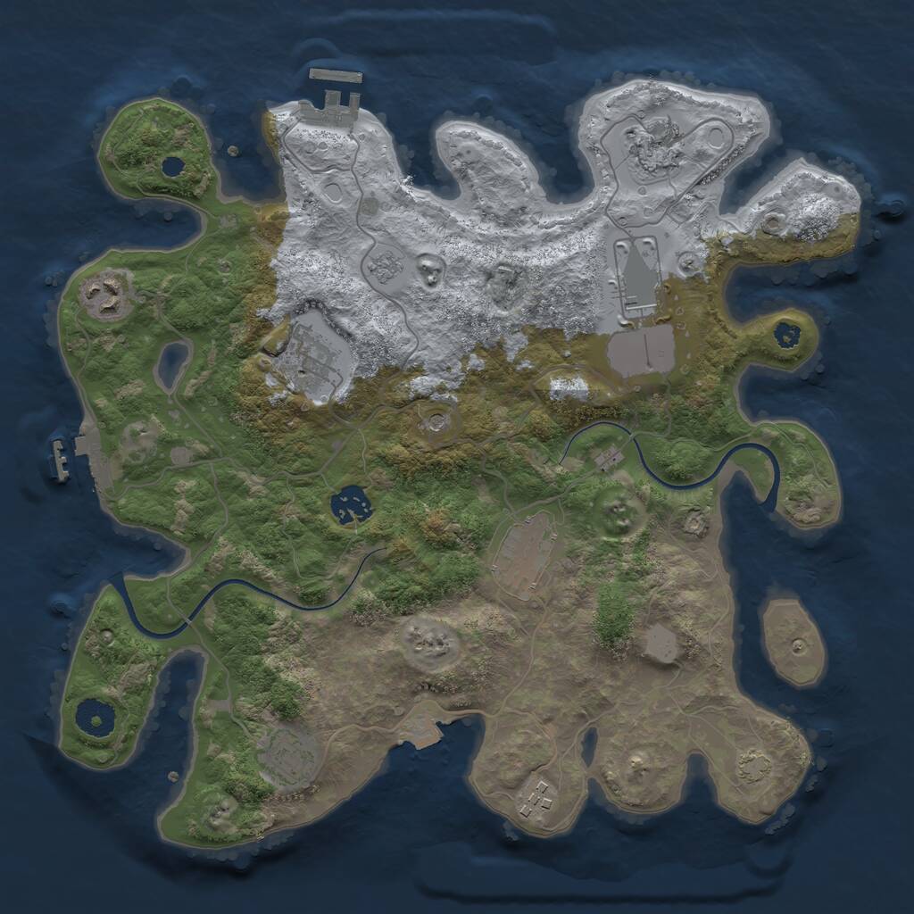 Rust Map: Procedural Map, Size: 3500, Seed: 1141234, 14 Monuments