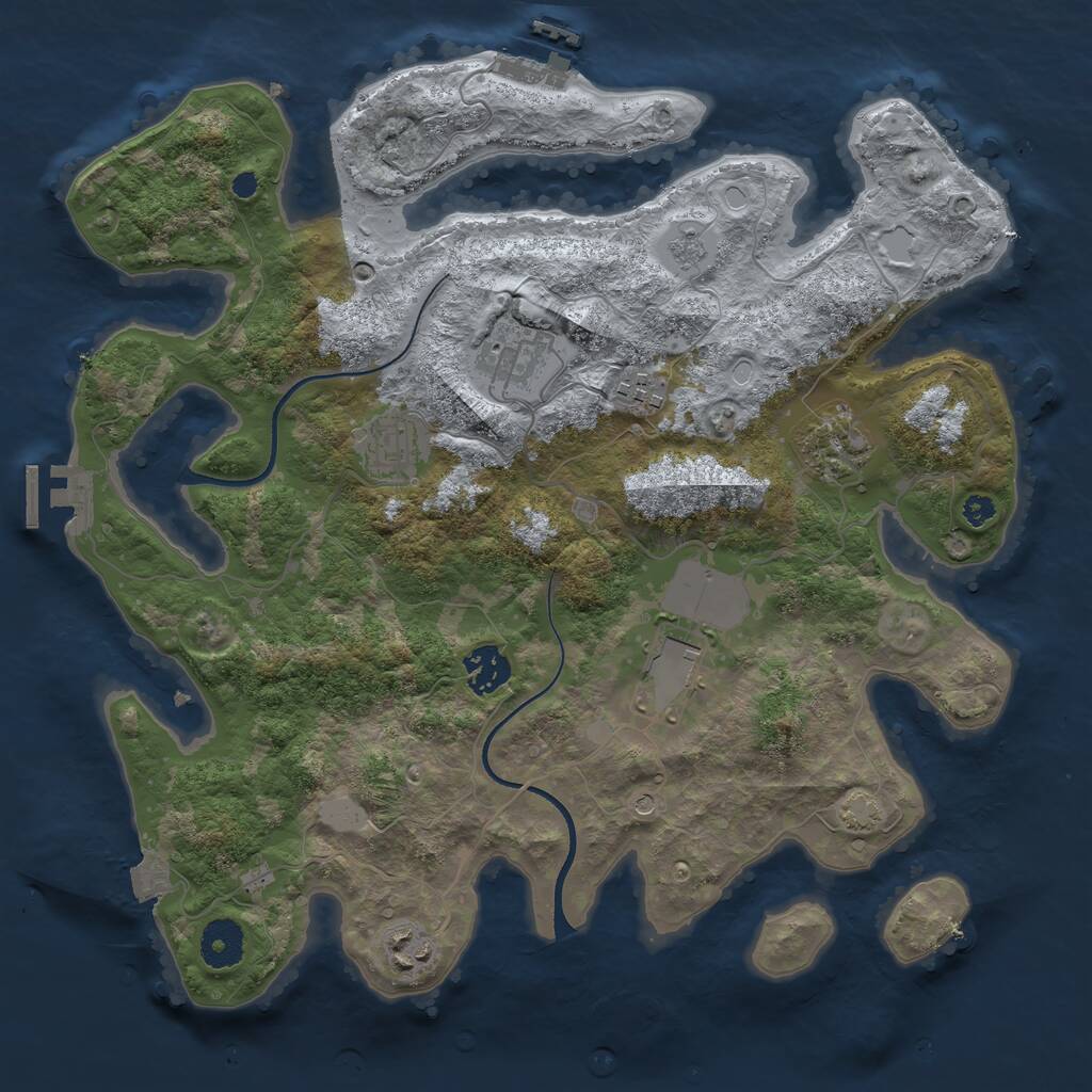 Rust Map: Procedural Map, Size: 3500, Seed: 677845, 13 Monuments