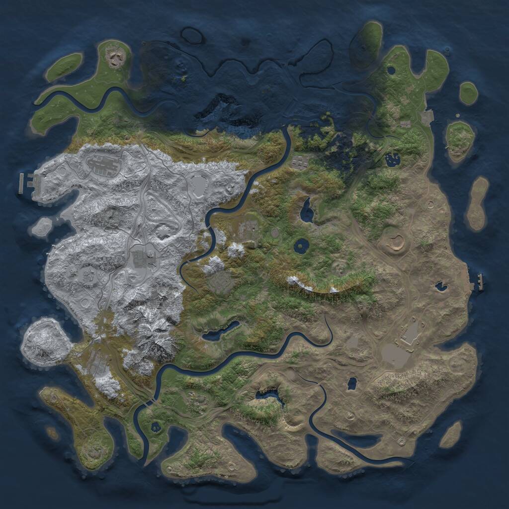 Rust Map: Procedural Map, Size: 5000, Seed: 534869416, 17 Monuments