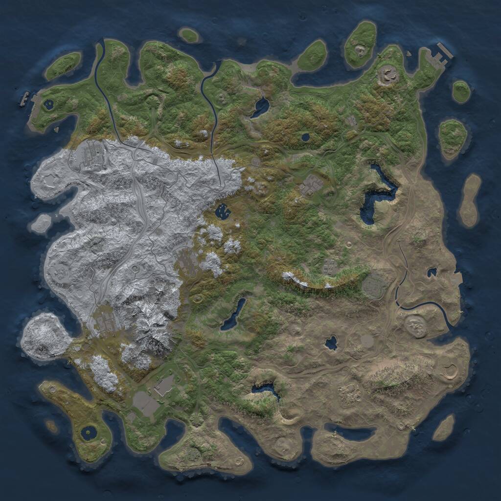 Rust Map: Procedural Map, Size: 5000, Seed: 534869416, 17 Monuments