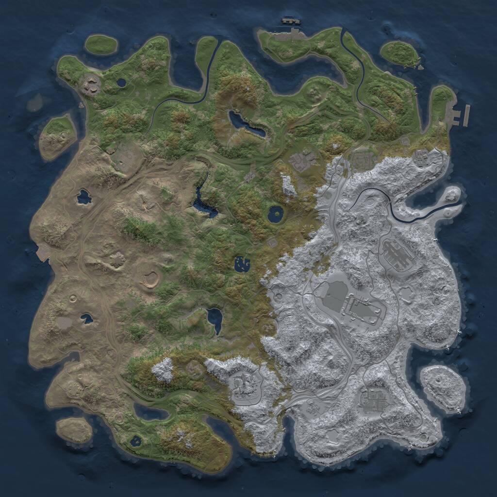 Rust Map: Procedural Map, Size: 4500, Seed: 871853957, 17 Monuments
