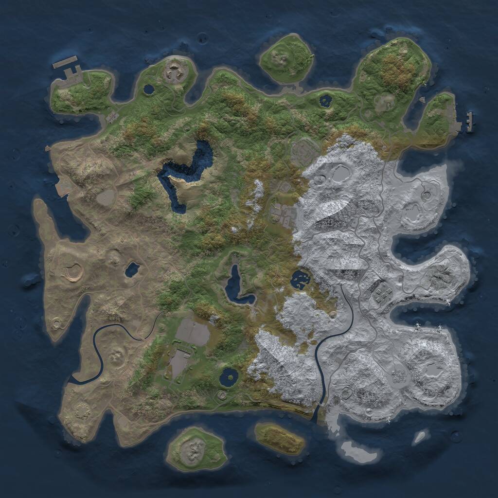 Rust Map: Procedural Map, Size: 4000, Seed: 45638, 13 Monuments
