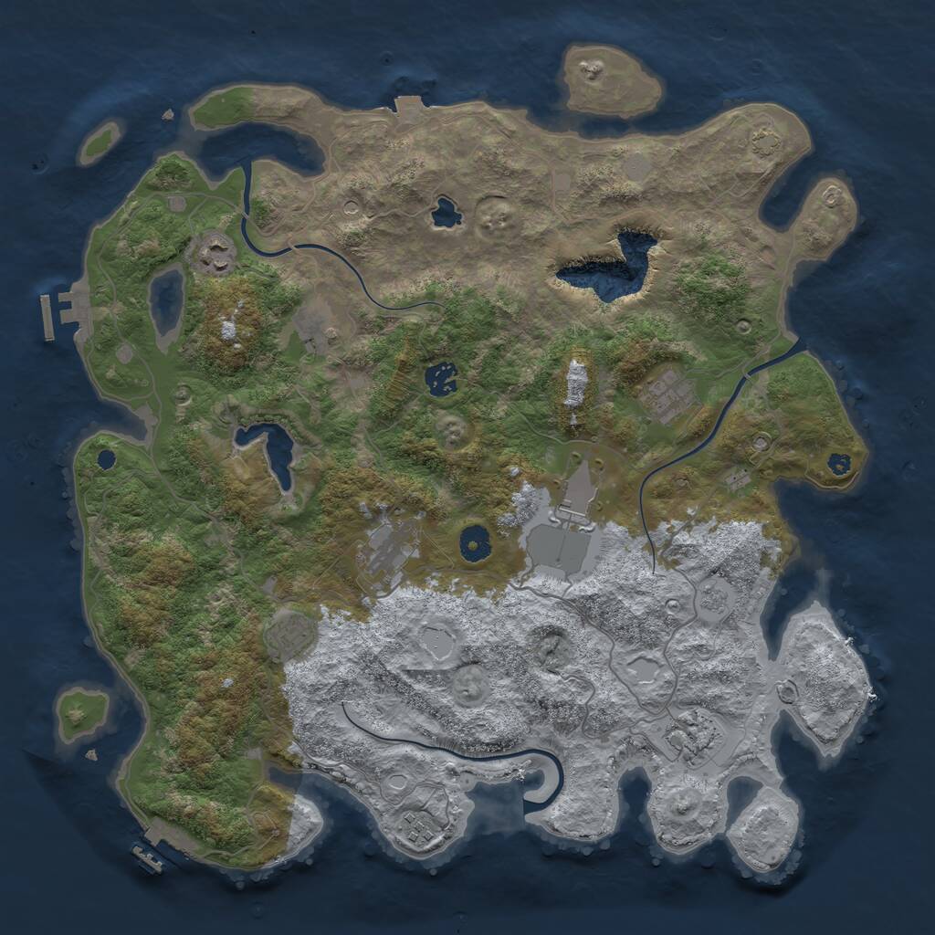 Rust Map: Procedural Map, Size: 4096, Seed: 487654296, 15 Monuments