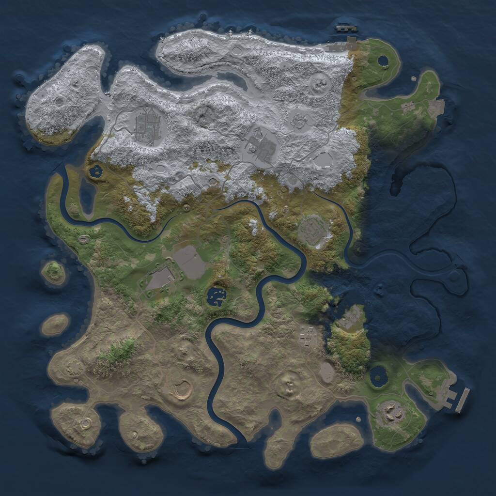 Rust Map: Procedural Map, Size: 3850, Seed: 34724216, 15 Monuments