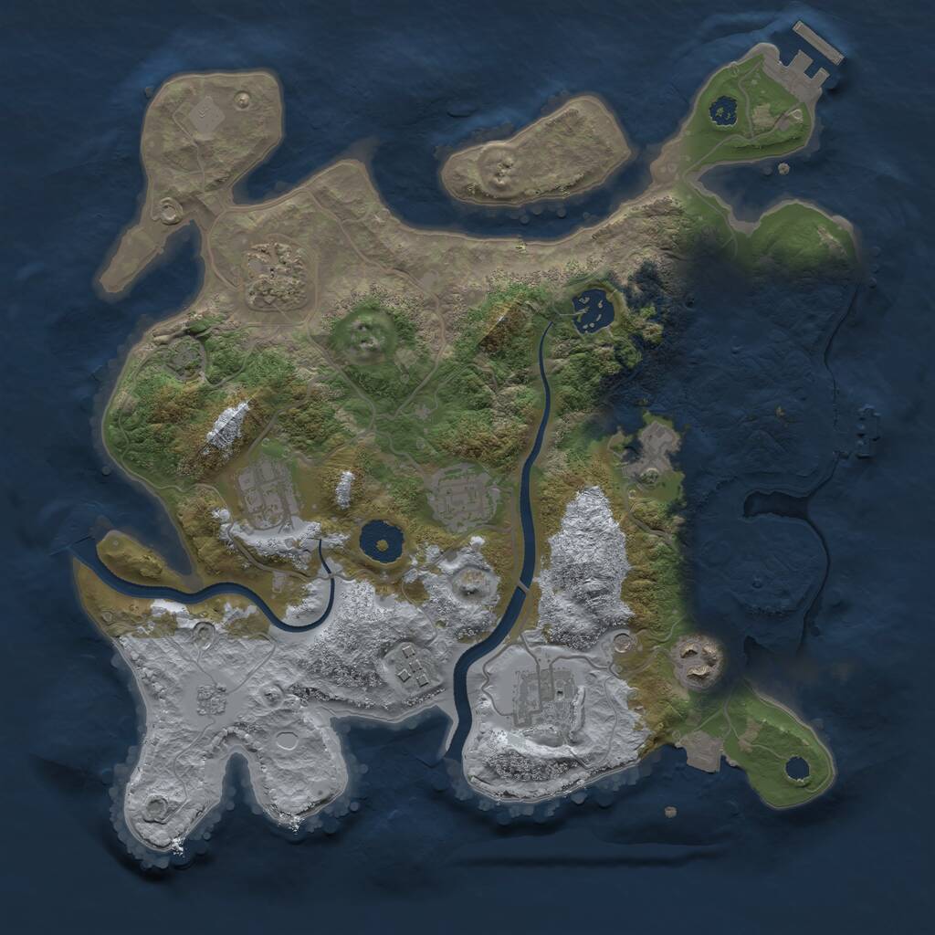 Rust Map: Procedural Map, Size: 3250, Seed: 467536413, 14 Monuments