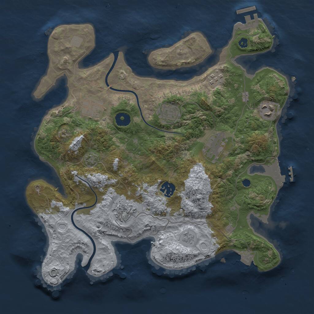 Rust Map: Procedural Map, Size: 3250, Seed: 467536413, 12 Monuments