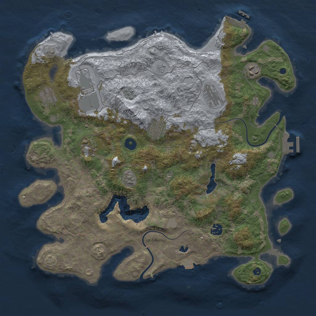 Rust Map: Procedural Map, Size: 4000, Seed: 1234567321, 14 Monuments