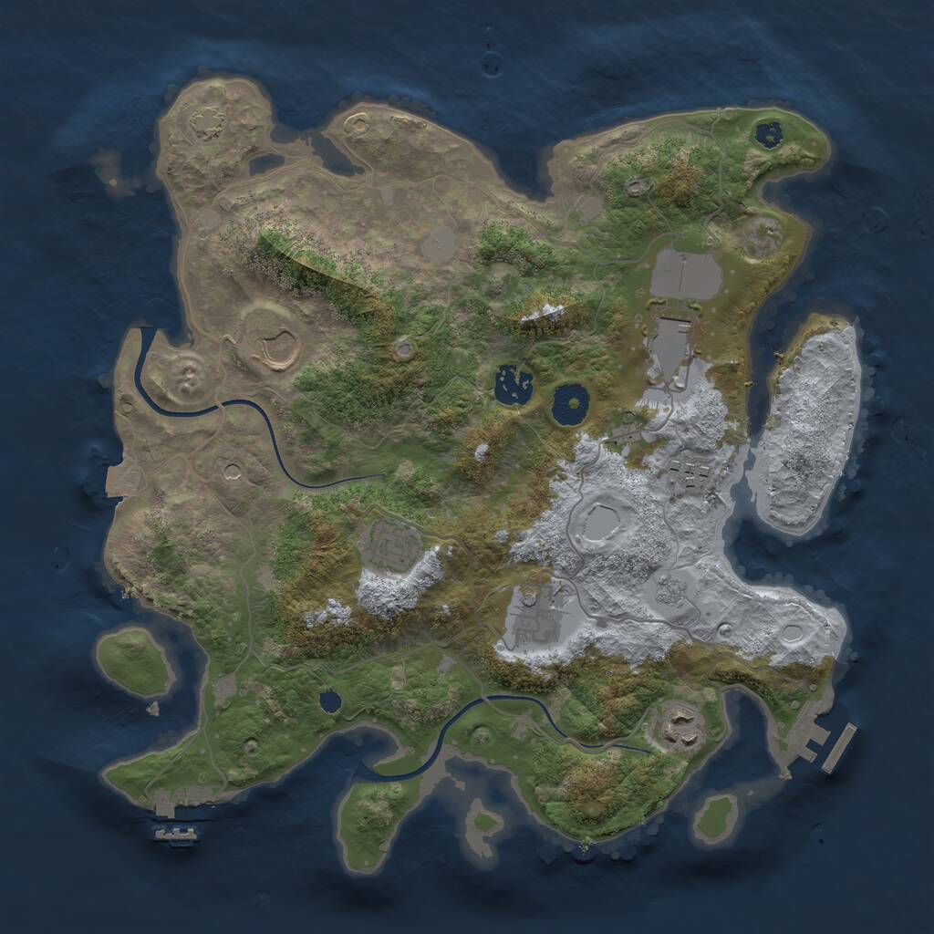 Rust Map: Procedural Map, Size: 3500, Seed: 1938404053, 13 Monuments