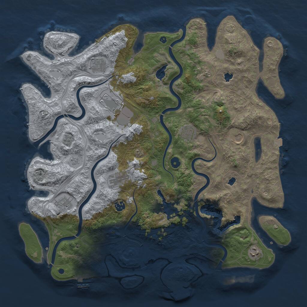 Rust Map: Procedural Map, Size: 4500, Seed: 224442, 16 Monuments