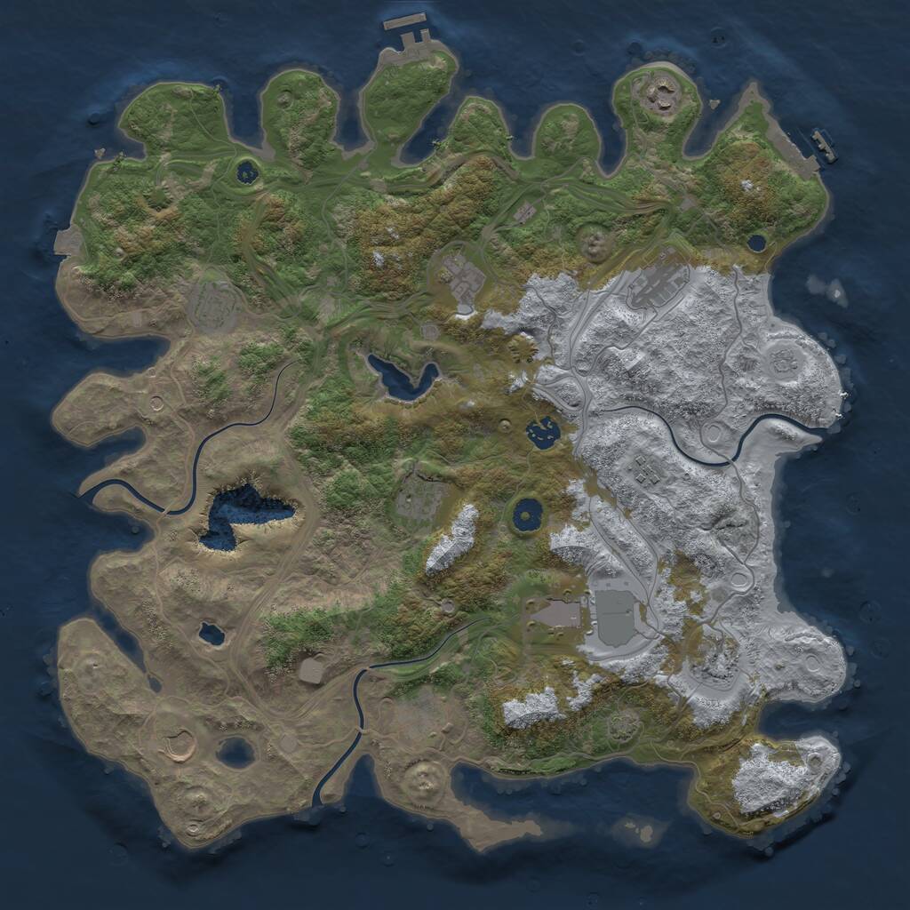 Rust Map: Procedural Map, Size: 4300, Seed: 601478662, 17 Monuments