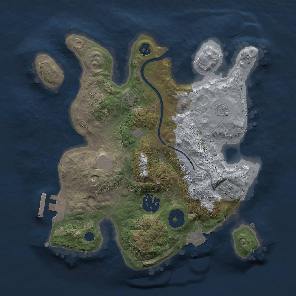 Rust Map: Procedural Map, Size: 2500, Seed: 927461, 6 Monuments
