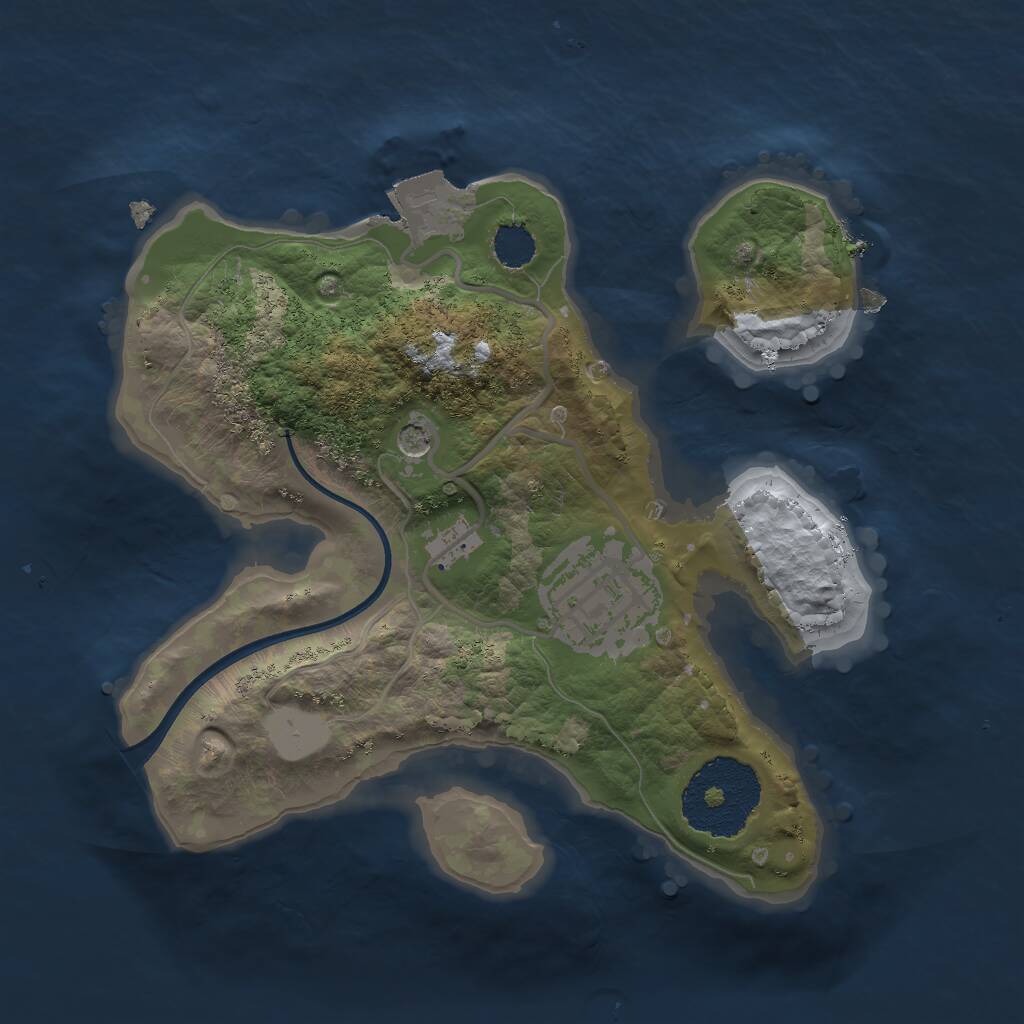 Rust Map: Procedural Map, Size: 2000, Seed: 23588, 3 Monuments