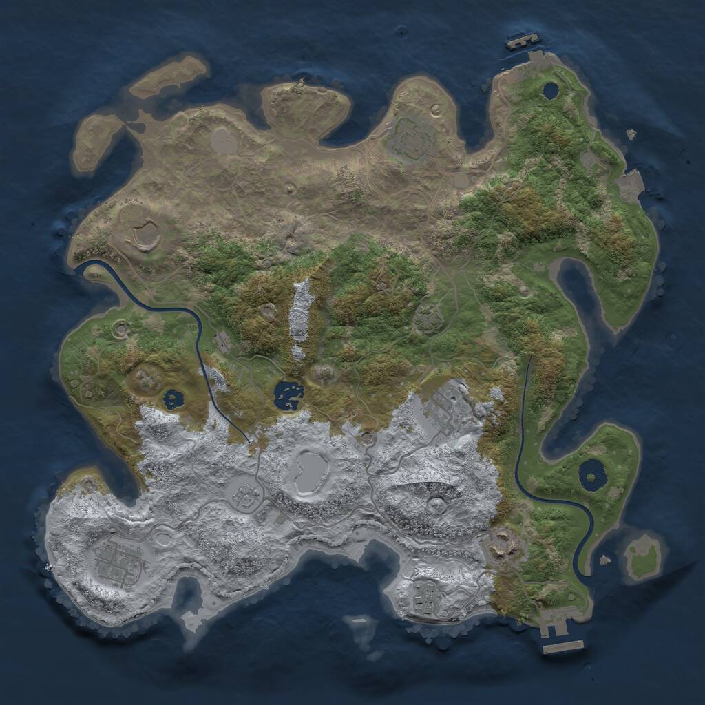 Rust Map: Procedural Map, Size: 3500, Seed: 755677454, 13 Monuments