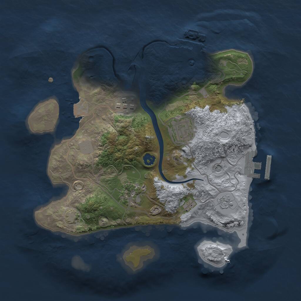 Rust Map: Procedural Map, Size: 2500, Seed: 1986, 9 Monuments
