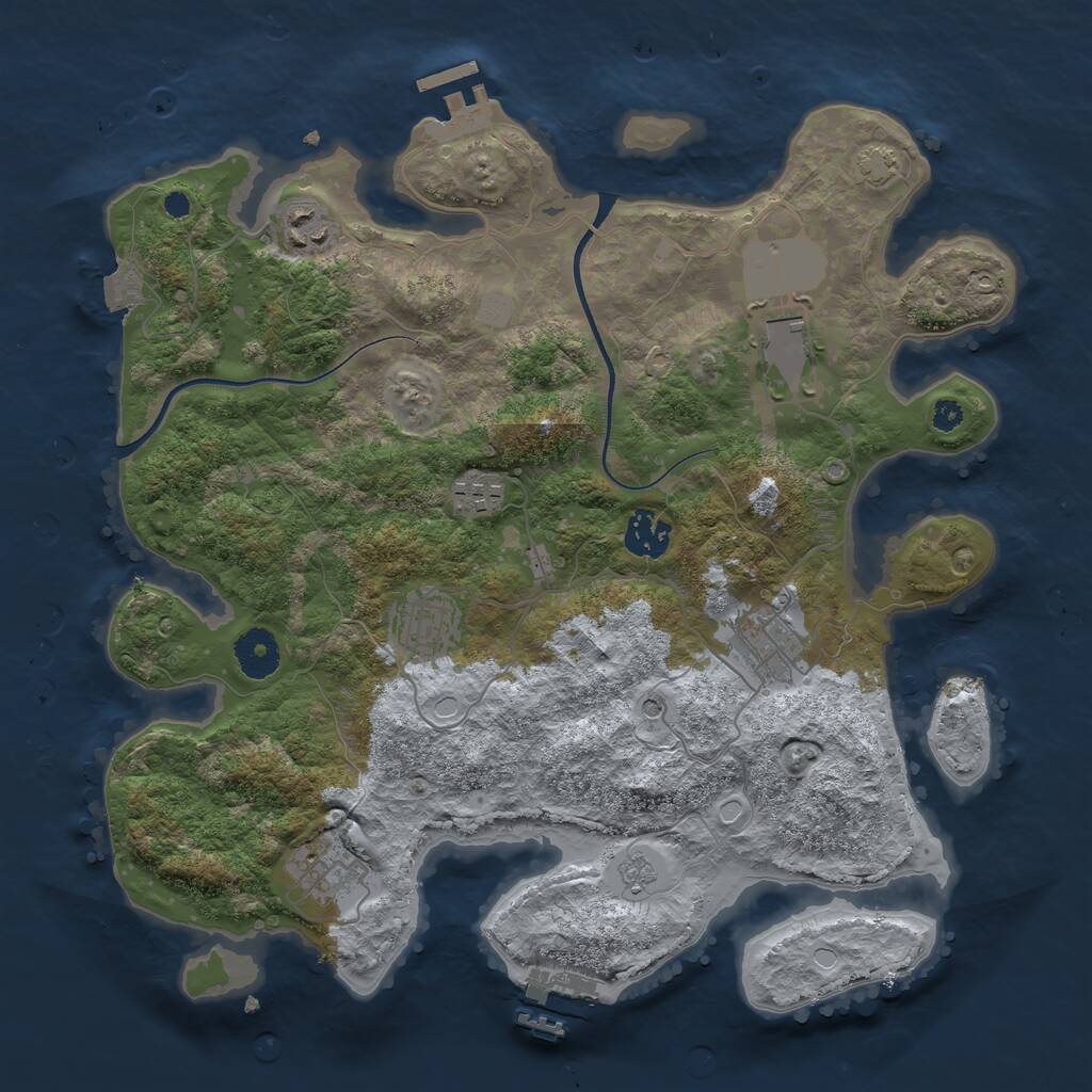 Rust Map: Procedural Map, Size: 3500, Seed: 1639757153, 13 Monuments