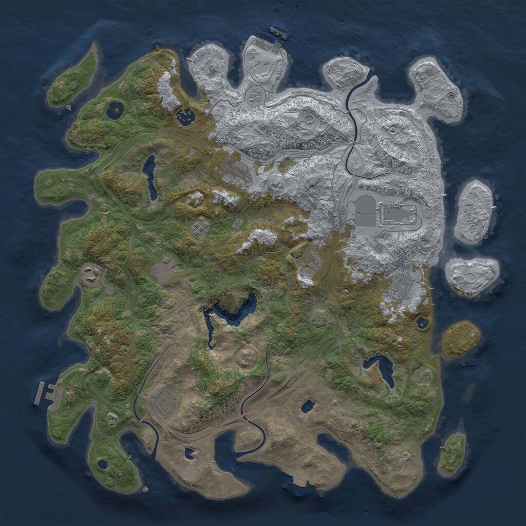 Rust Map: Procedural Map, Size: 4500, Seed: 5191511, 15 Monuments