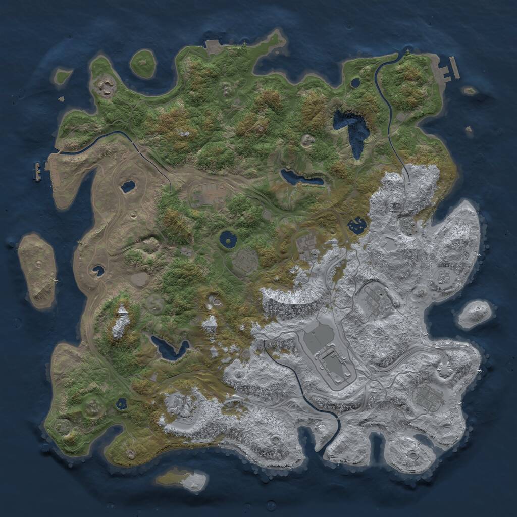 Rust Map: Procedural Map, Size: 4500, Seed: 1332143147, 16 Monuments