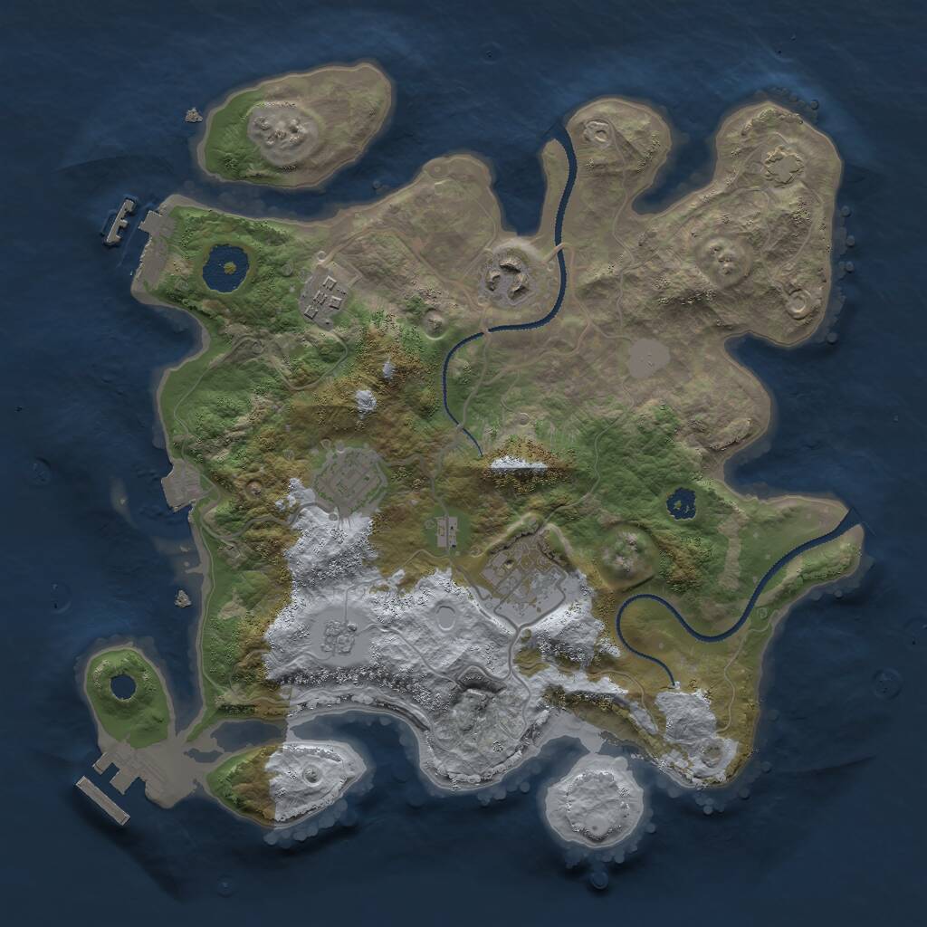 Rust Map: Procedural Map, Size: 3000, Seed: 1325182855, 9 Monuments