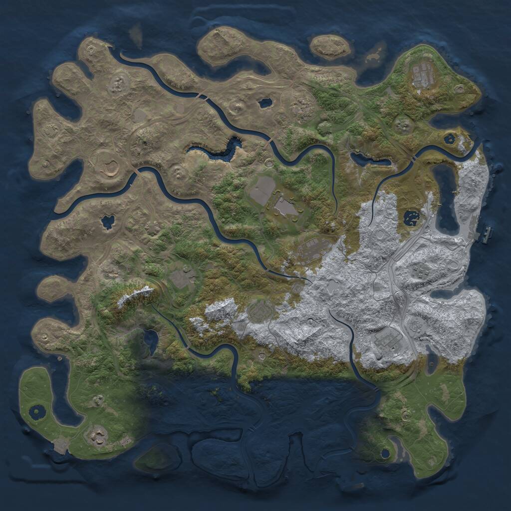 Rust Map: Procedural Map, Size: 4800, Seed: 394379848, 17 Monuments