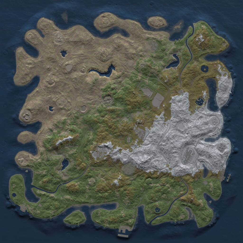 Rust Map: Procedural Map, Size: 4800, Seed: 394379848, 16 Monuments