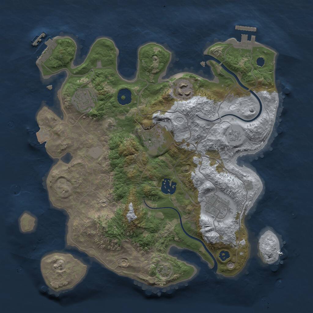 Rust Map: Procedural Map, Size: 3000, Seed: 91556, 10 Monuments