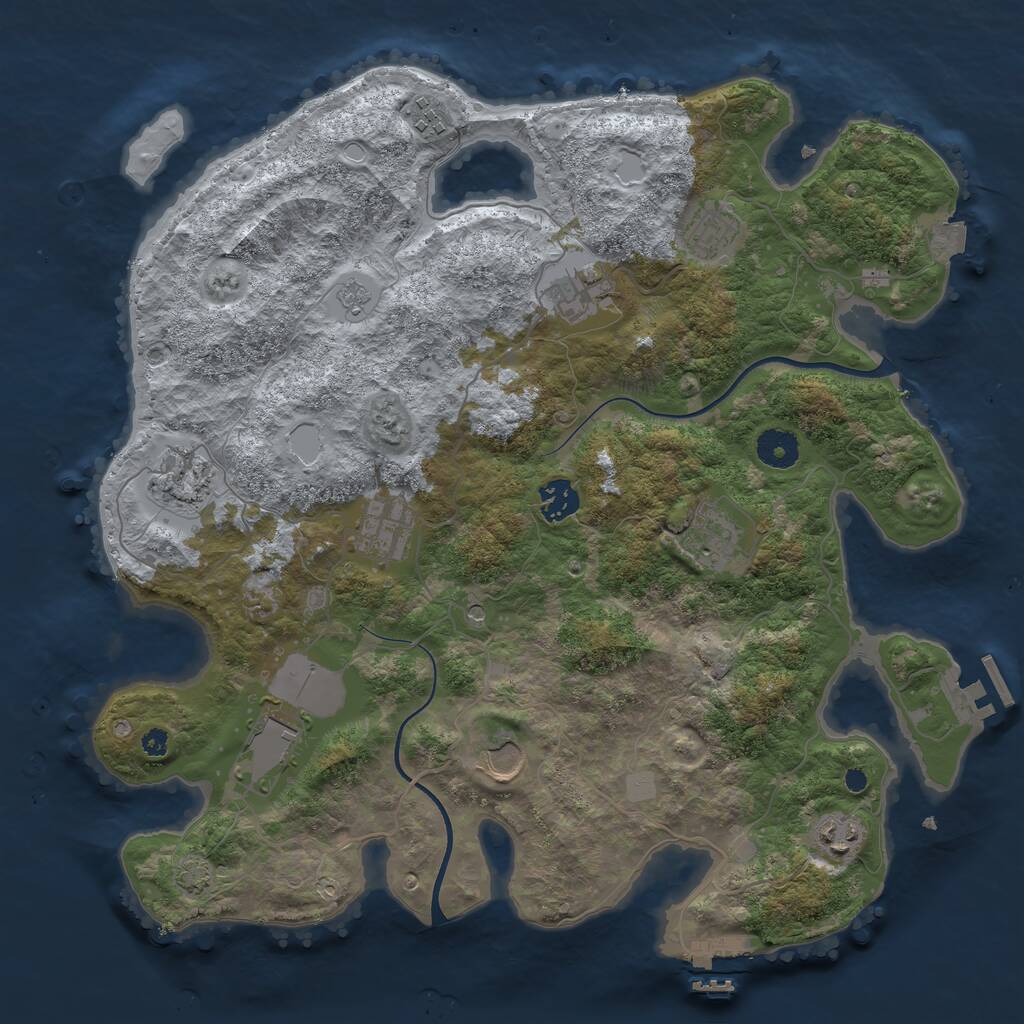 Rust Map: Procedural Map, Size: 3750, Seed: 1929871522, 16 Monuments