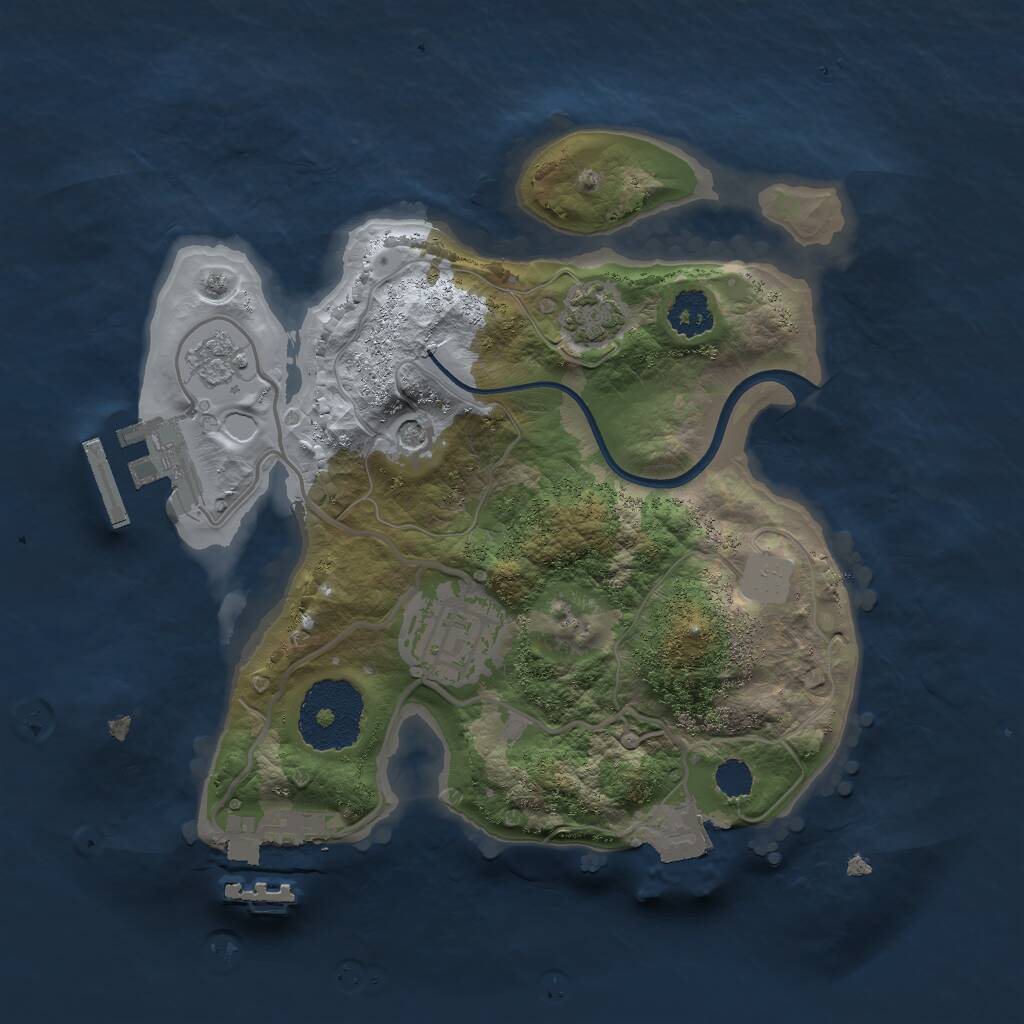 Rust Map: Procedural Map, Size: 2250, Seed: 164419534, 7 Monuments