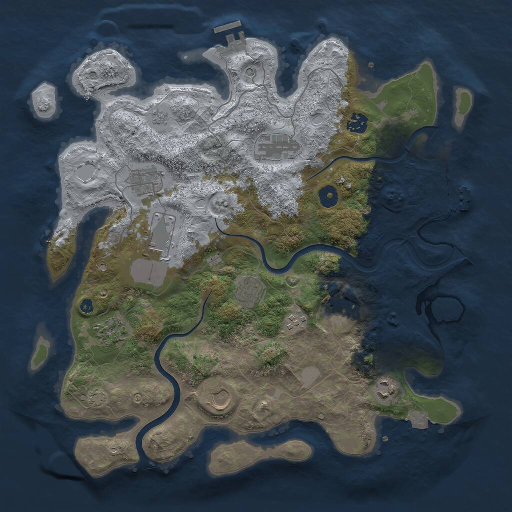 Rust Map: Procedural Map, Size: 3700, Seed: 1523624158, 16 Monuments