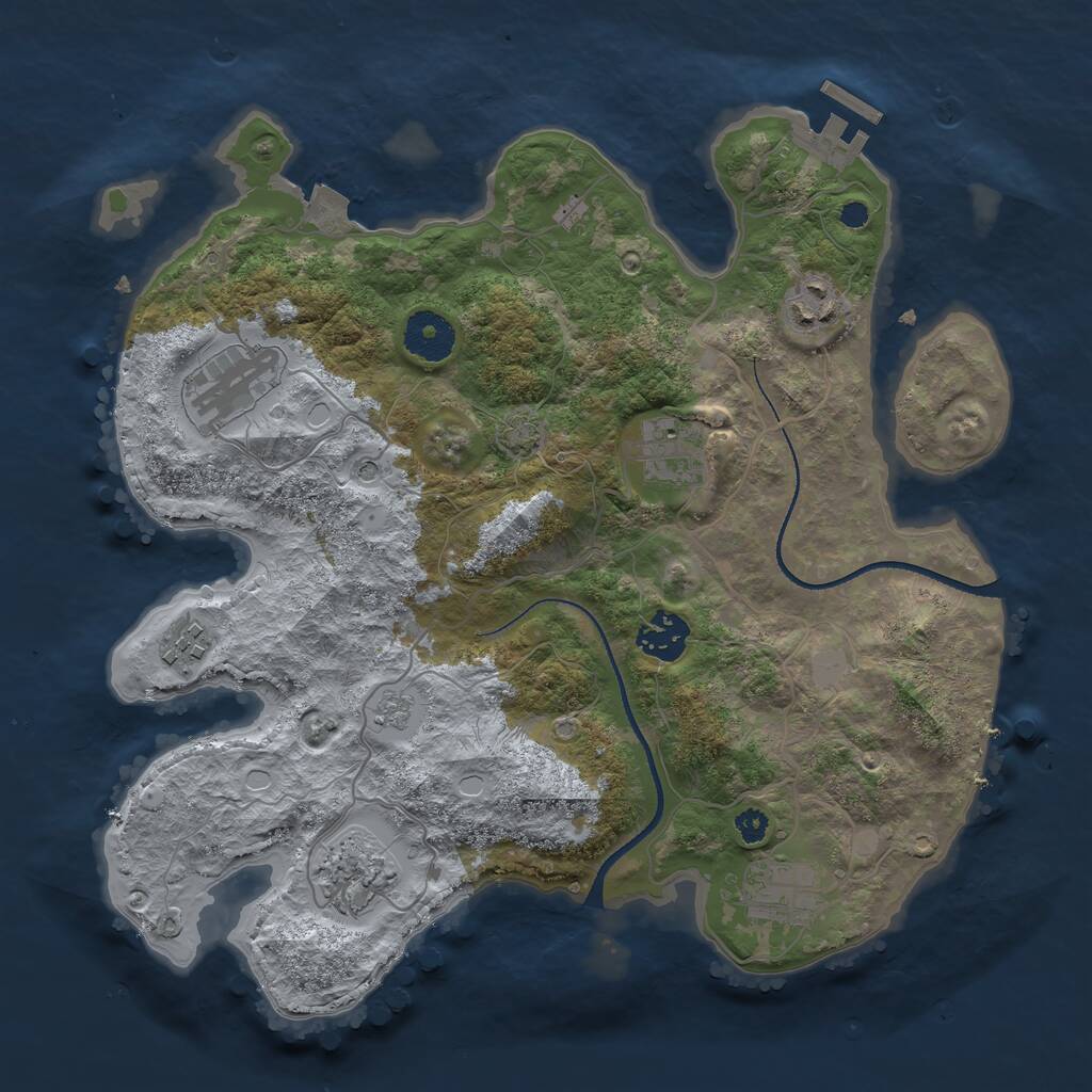 Rust Map: Procedural Map, Size: 3300, Seed: 1118351238, 12 Monuments