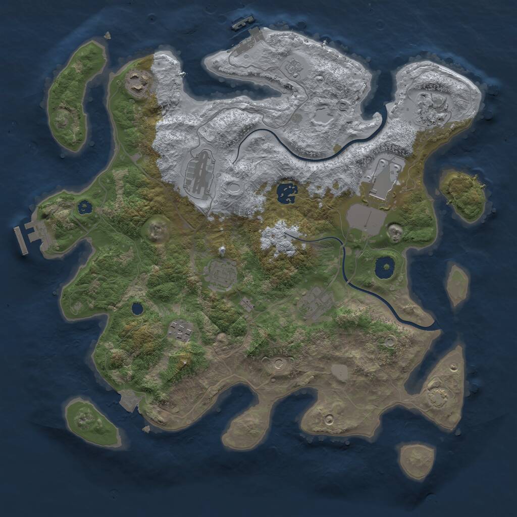 Rust Map: Procedural Map, Size: 3600, Seed: 66622, 14 Monuments