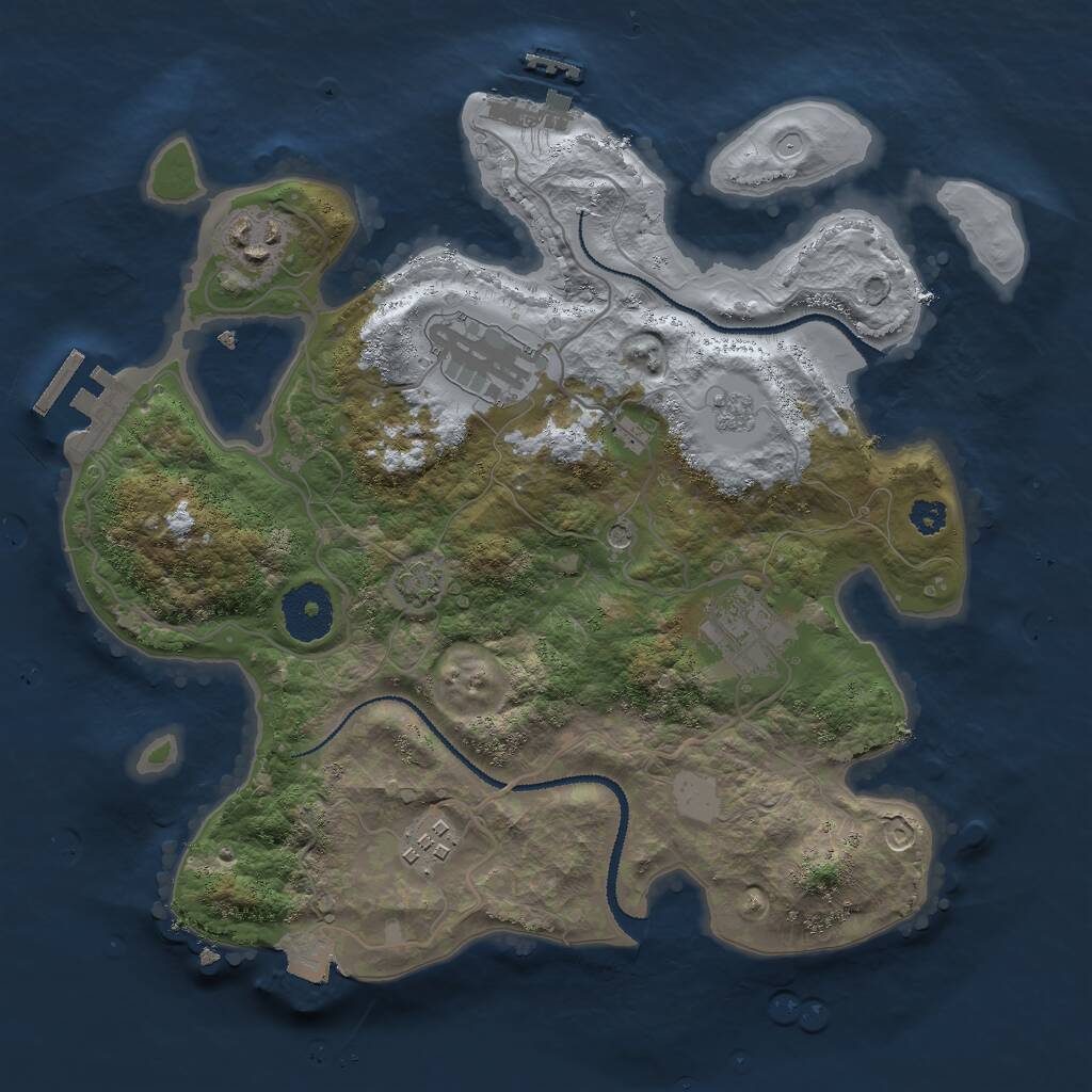 Rust Map: Procedural Map, Size: 3000, Seed: 2130954112, 10 Monuments
