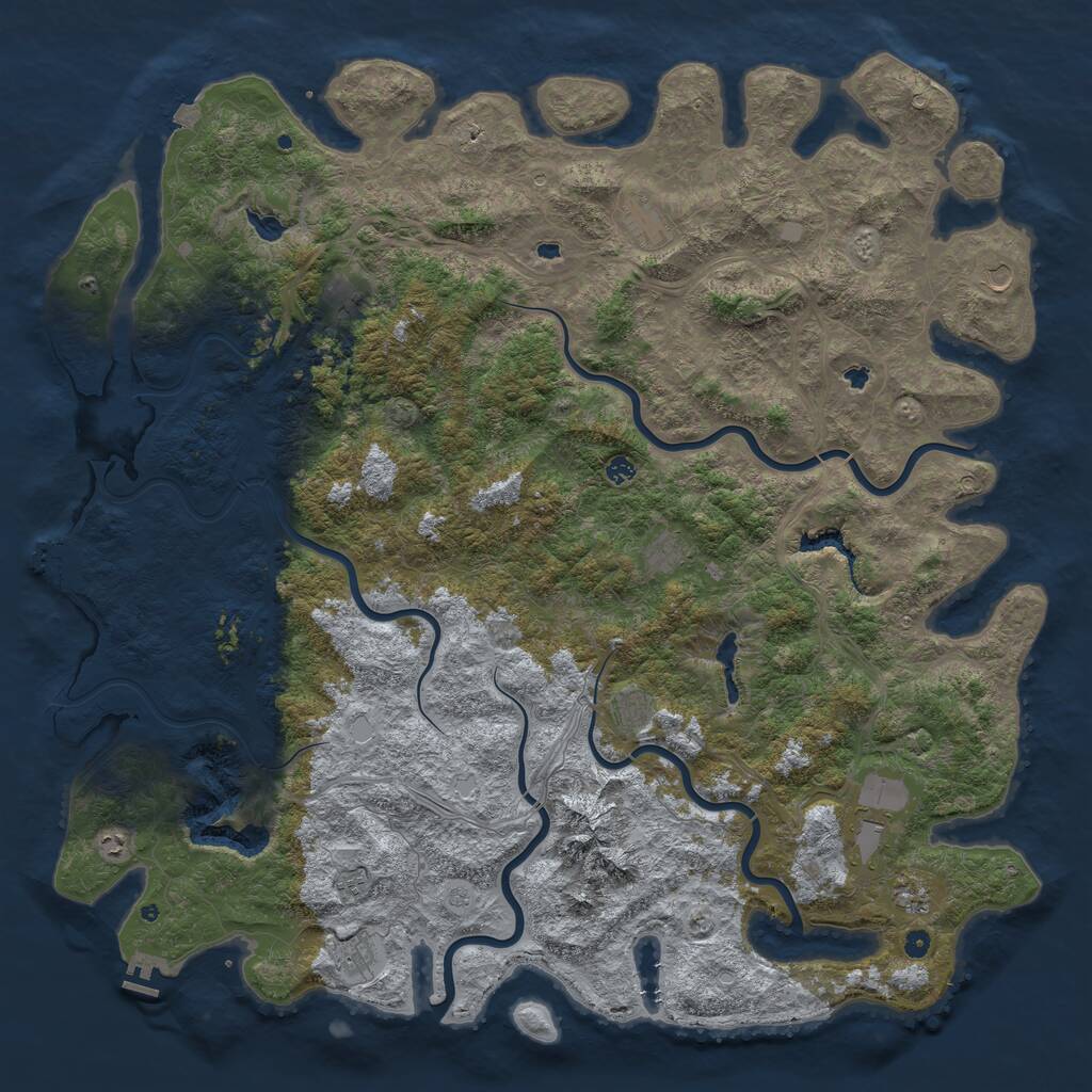 Rust Map: Procedural Map, Size: 6000, Seed: 81106100, 17 Monuments