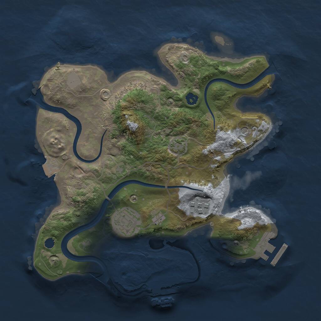 Rust Map: Procedural Map, Size: 2600, Seed: 345218, 7 Monuments