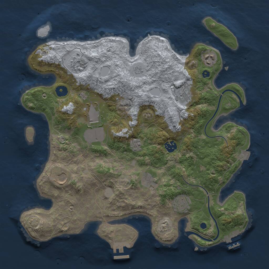 Rust Map: Procedural Map, Size: 3500, Seed: 739362270, 14 Monuments