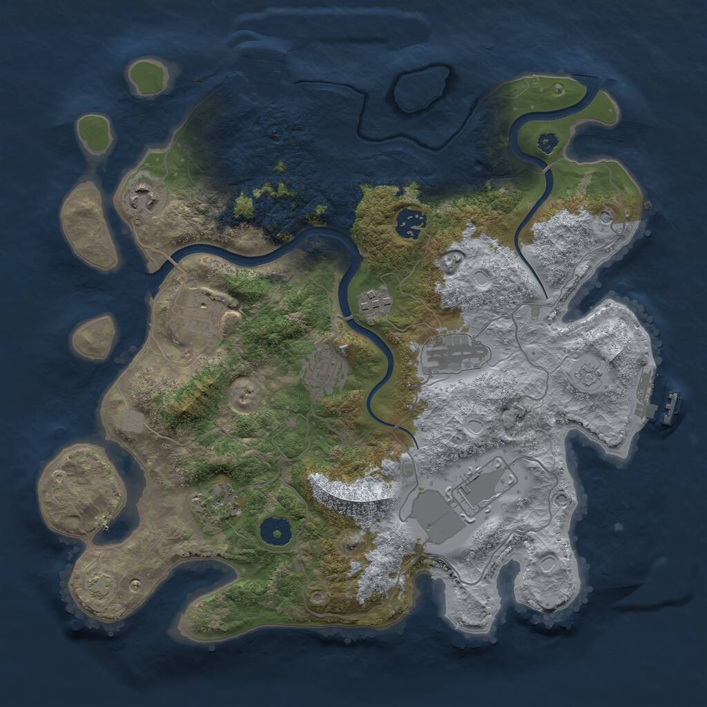Rust Map: Procedural Map, Size: 3500, Seed: 736951359, 14 Monuments