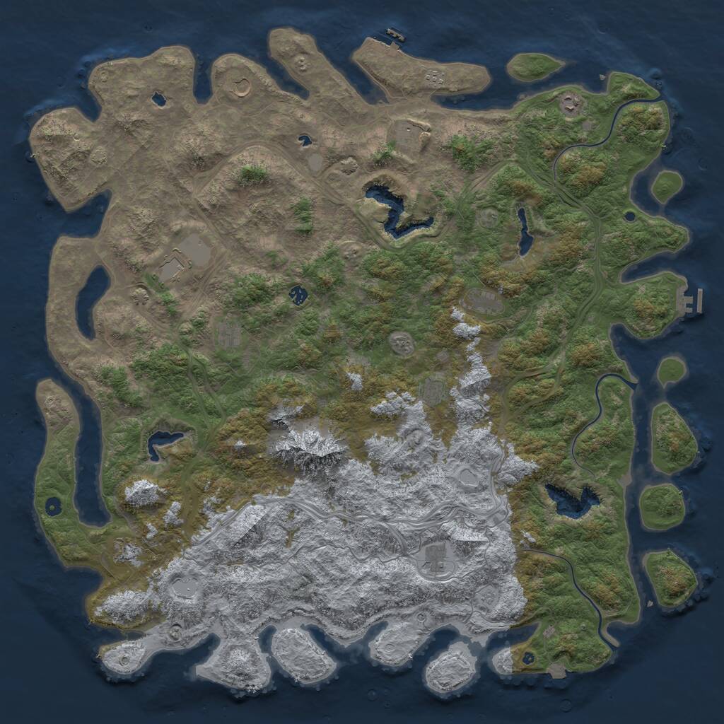 Rust Map: Procedural Map, Size: 6000, Seed: 77887964, 17 Monuments