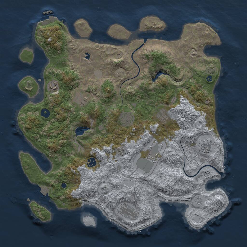 Rust Map: Procedural Map, Size: 4000, Seed: 707204836, 14 Monuments