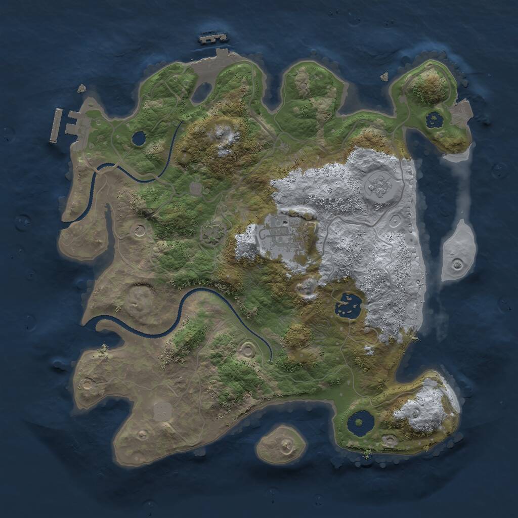 Rust Map: Procedural Map, Size: 3000, Seed: 270860543, 8 Monuments