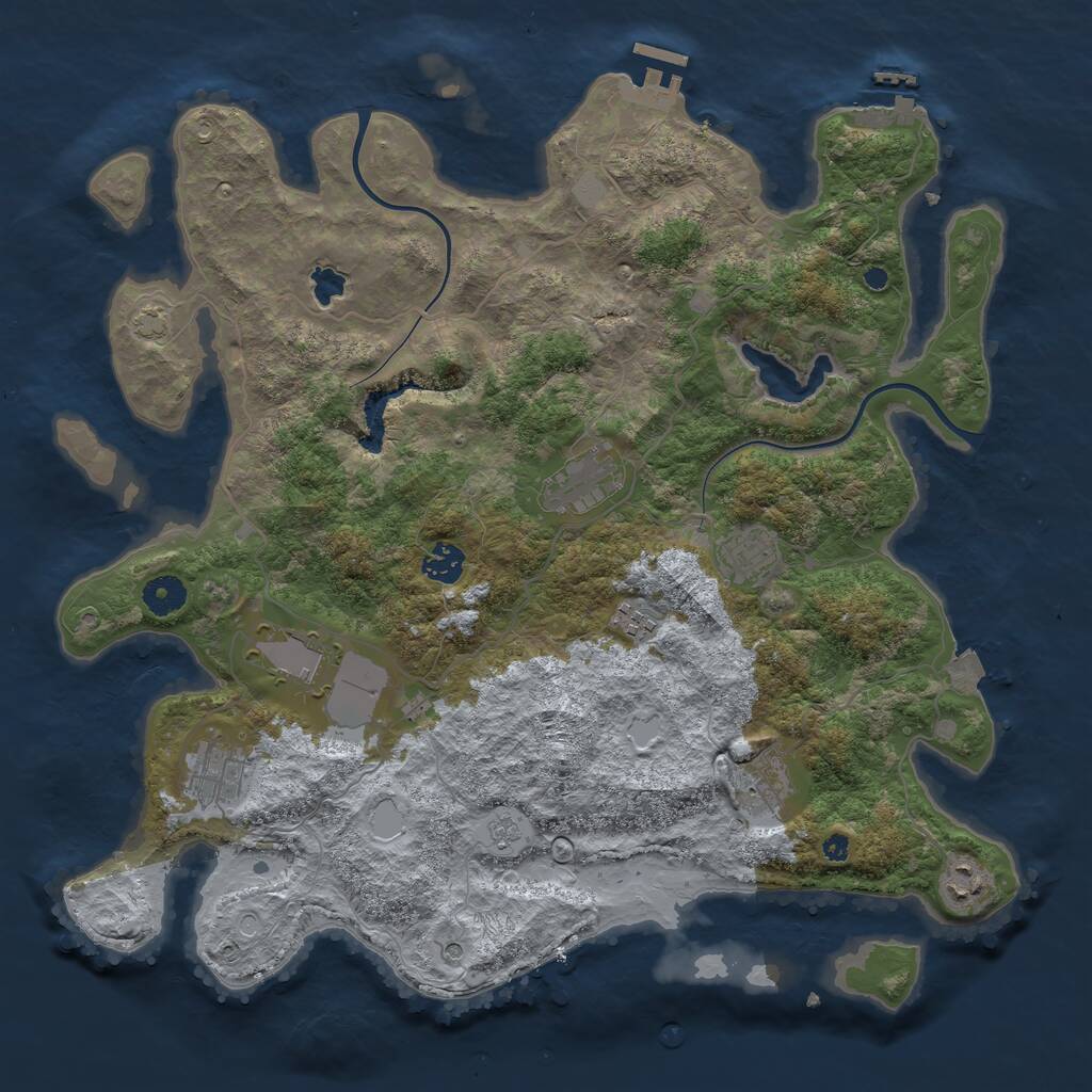 Rust Map: Procedural Map, Size: 4000, Seed: 121291, 14 Monuments